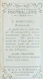 1933 Wills's Victorian Footballers (Small) #150 John Dowling Back